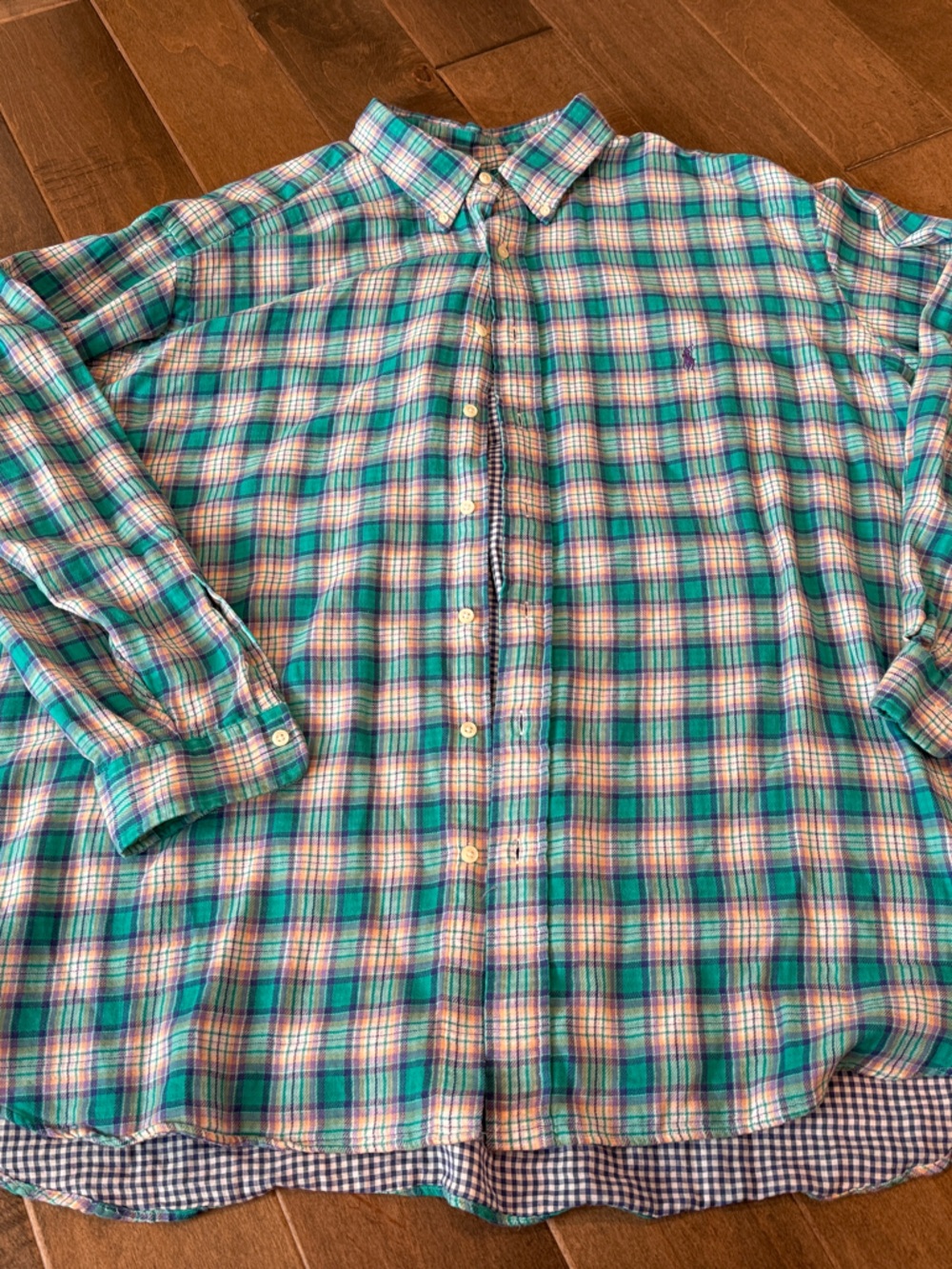 Polo by Ralph Lauren Plaid Button-Down Shirt in Teal, Pink, White
